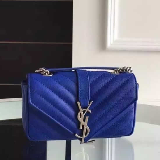 Replica Saint Laurent Baby Monogram Chain Bag In Blue Goatskin